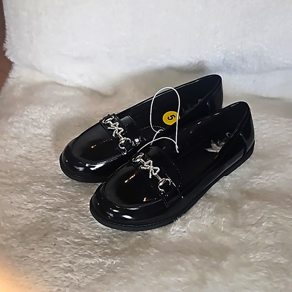 Jelly Pop Truth Women Black Patent Lug Sole Loafer Flat Size 5M